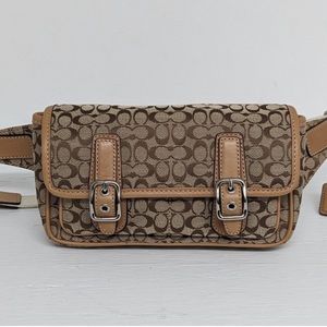 COACH Vintage Bon Voyage Signature Belt Bag / Fanny Pack - Beige Brown